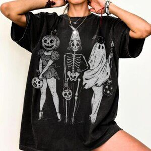 Halloween Tee, Spooky Girl Squad Tee, Skeleton Ghost Pumpkin Tee